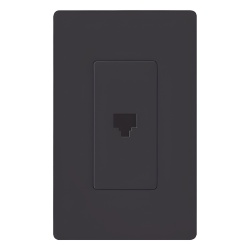 LUTRON ELECTRONICS SCPJMN Salida telefonica de pared con jack RJ11 de 6 conductores un puerto apertura tipo designer linea Satin Colors color Midnight