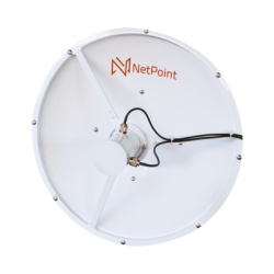 NetPoint NP3330 Antena blindada de alto rendimiento de 3 ft 3.3-3.9 GHz Ganancia 31 dBi Conectores N-hembra.