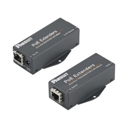PANDUIT POEXKIT1 Kit de Extensor PoE/PoE+ Hasta 610 Metros (2000 ft) con Cable Cat5e o Cat6 10/100Mbps Incluye Transmisor Receptor y Fuente de Alimentacion