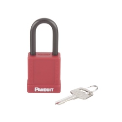 PANDUIT PSL-8 Candado de Bloqueo LOTO de Seguridad Dielectrico Con Llave Unica Diametro de 6.5 mm Color Rojo