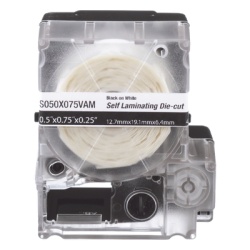 PANDUIT S050X125VAM Casete de 200 Etiquetas Autolaminadas de 12.7 x 31.8 mm (0.5 x 1.25 pulgadas) para Cables de 3.1 a 7 mm (0.12 a 0.28 pulgadas) de Diametro Area de Impresion Color Blanco