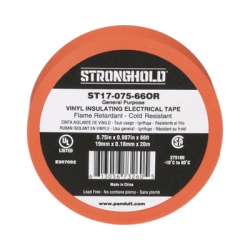 PANDUIT ST17-075-66OR Cinta Electrica STRONGHOLD para Aislar de PVC Uso General Reparacion y Mantenimiento Grosor de 0.18mm (7 mil) Ancho de 19mm y 20.12m de Largo Color Naranja
