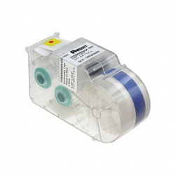 PANDUIT T050X000VQC-WH Casete de Etiquetas de Poliester de Cinta Continua Color Blanco Sobre Azul 12.7mm de Ancho x 7.6 Metros (24.93 Pies) de Largo