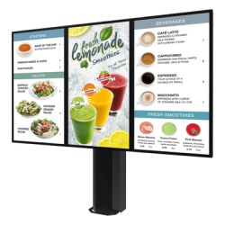 PEERLEES KOF555-3 Montaje Tipo Kiosco para exterior compatible con Pantallas de 55" Samsung OH55AS / Diseno Ultradelgado / METAL / Exterior IP65 / Base Pedestal 8" / Soporte para 3 pantallas