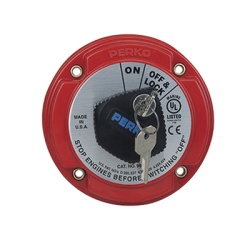 PERKO 9602DP Interruptor de Desconexion de Bateria Marina PERKO 9602 con Llave / 250A Continuos 360A Intermitentes / 6-32 VCC / Bloqueo en OFF / Montaje Superficie / Encendido Protegido