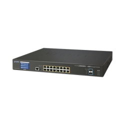PLANET GS-5220-16UP2XVR Switch Administrable Capa 3 16 Puertos Gigabit con PoE 802.3bt 2 Puertos 10 G SFP+ Pantalla Tactil (400 W)