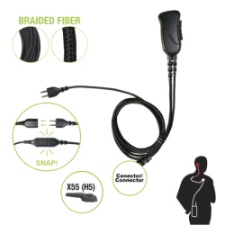 PRYME SNP-1W-55-BF Microfono con cable de fibra trenzada serie SNAP compatible con HYTERA PD-7.