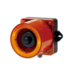QLIGHT QWCD50-012024-A-LC Combinacion de baliza LED color Ambar y sirena electronica de 31 tonos resistente a la intemperie de volumen max. 123 dB a 12-24 VCD