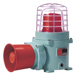 QLIGHT SESAL-WS-120-R-ATEX Combinacion de baliza LED color Rojo con patron fijo y flasheante con sirena electronica volumen max. 120 dB para zonas peligrosas a 120 VCA