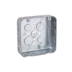 RACO HUB-247 Caja Cuadrada 4 11/16"/ Profundidad 1 1/2"/ 11 Entradas 1/2" 6 Entradas 3/4"/ Troquelada.