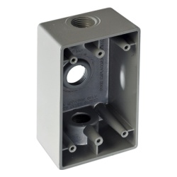 RAWELT RR-0281 Caja Condulet FS de 1/2" (12.7 mm) con tres bocas a prueba de intemperie.