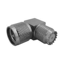 RF INDUSTRIES LTD RFU-630-8 Adaptador en Angulo Recto de Conector Mini UHF Macho a Mini UHF Hembra Cuerpo Cuadrado Niquel/ Estano/ Teflon.