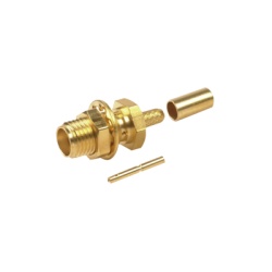 RF INDUSTRIES LTD RSA-3252-1B Conector SMA Hembra para Chasis en D Plano Anillo Plegable para cable RG-174/U Oro/ Oro/ Teflon.