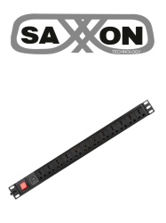 SAXXON SXN0420022 SAXXON SXPDU12P16A- Barra PDU con 12 Contactos Individuales 16 Amp 120V 1UR Proteccion contra rayos Aleacion de Aluminio