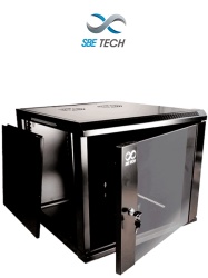 SBE TECH SBT1580011 SBE TECH GNLPAR9UR- Gabinete de pared de 9 UR con una profundidad de 45.0 cm y puerta delantera de cristal templado.