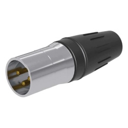 SEETRONIC SCHM3 CONECTOR MACHO XLR DE 3 NUCLEOS CON CARCASA DE ACERO INOXIDABLE Y CONTACTOS CHAPADOS EN ORO