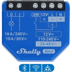 SHELLY SHELLY1GEN3 Relevador inalambrico inteligente 16A 110-230 V 1 salida de contacto seco compatible con asistente de voz Alexa Google Home