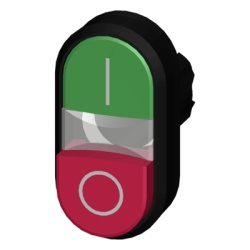 SIEMENS 3SU10003BB420AK0 Boton doble tipo domino de plastico 3SU10003BB420AK0 son holder ni bloque de contactos color Verde/Rojo