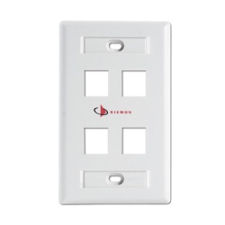 SIEMON KFP-S-04-02-S Placa de Pared Keystone de 4 Salidas Color Blanco para Jacks Keystone Z-MAX y MAX