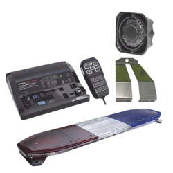 SIGNALPRO KITTHUNDER Kit de Sirena Bocina y Torreta de 48" Con 216 LEDs Dual Color Frente: Rojo/Blanco Azul/Blanco Trasero: Rojo/Ambar Azul/Ambar