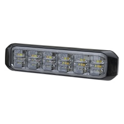 SIGNALPRO SP18RWB Luz Auxiliar de 18 LED Tricolor Rojo/Blanco/Azul Lente Transparente Bisel Negro SAE