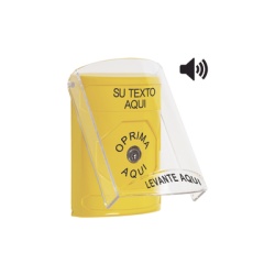 STI SS2-2A0-ZA-ES Boton con Texto Personalizado Tapa Protectora de Policarbonato Super Resistente Bocina integrada Llave para Restablecer