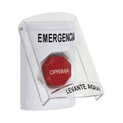 STI SS2322EM-ES Boton Multiproposito Emergencia Reset Con Llave Espanol Tapa De Policarbonato 2 Relevadores forma C Interior