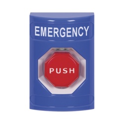 STI SS2405EM-EN Boton de Emergencia Texto en Espanol Policarbonato Super Resistente Momentaneo