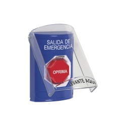 STI SS2422EX-ES Boton de Salida de Emergencia Texto en Espanol Tapa Protectora de Policarbonato Super Resistente Restablecimiento con Llave