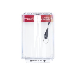 STI STI-13020FR-ES Cubierta Universal Transparente con Sirena Texto de Incendio en Espanol