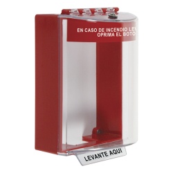 STI STI-13210FR-ES Cubierta Universal Transparente con Espaciador Texto de Incendio en Espanol