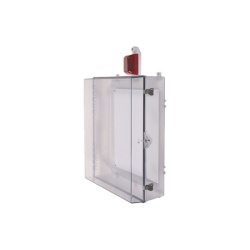 STI STI-7554 Gabinete Grande de Policarbonato Transparente Super Resistente con Sirena/Estrobo y Cerradura con Llave