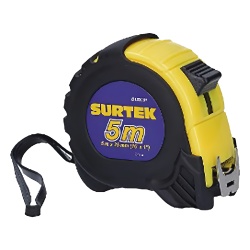 SURTEK SYS-B122081 Flexometro anti impacto de 5 metros cinta ancha con boton de freno.