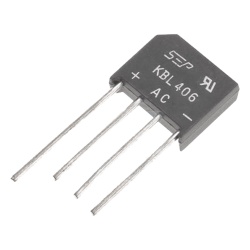 Syscom KBL-406G Puente Rectificador de Silicio 4 Amp. 600 Volt Fase Sencilla Encapsulado KBL.