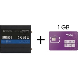 Teltonika RUT901+1GBYOBI Router Celular Industrial / 4G LTE Cat 4 / 150 Mbps / Wi-Fi 2.4 GHz / Doble SIM / 4 Puertos Ethernet / -40°C a 75°C (-40°F a 167°F)
