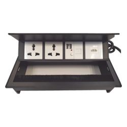 THORSMAN THMC-HBOX Caja Horizontal Tipo Hub para Escritorio Color Negro con 1 Puerto HDMI Hembra-Hembra 1 Puerto RJ45 Cat6 2 Puertos USB (Solo Carga) y 2 Contactos Electricos Universales