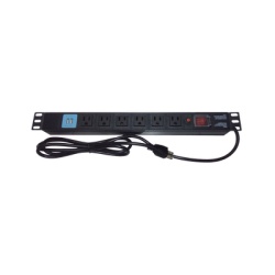 THORSMAN THTCM6CUSB Tomacorriente Horizontal (PDU) de 6 contactos (NEMA 5-15R) + 2 USB para instalacion en Rack de 19" 1UR 125 Vca/ 15 A (THE0040091001001)