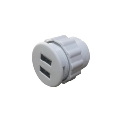 THORSMAN USB-MINI-REDW Mini Empotrable Redondo Color Blanco con 2 Puertos USB con Cable
