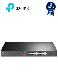 TP-LINK TPL3720021 TP-LINK TL-SL1218P - Switch PoE no administrable con 16 puertos 10/100 Mbps 2 puertos 10/100/1000 Mbps y 1 puerto SFP. Incluye 8 puertos extensores PoE (hasta 250 m) capacidad de