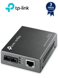 TP-LINK TPL4180005 TP-LINK MC200CM - Convertidor de Fibra Optica Multimodo con 1 puerto RJ45 10/100/1000 Mbps y puerto de fibra optica SC 1000 Mbps. Alcance de hasta 550 metros. Plug and play.
