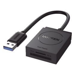 UGREEN 20250 Lector de tarjetas USB-A 3.0 a MicroSD (TF) / SD | 5Gbps | Soporta hasta 2TB | Soporta Windows/Mac OS/Linux/Android | Lectura de Tarjetas Simultanea | No Requiere Controlador | Cable de 1