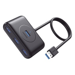 UGREEN 20291 HUB USB-A 3.0 4 en 1 | 4 Puertos USB-A 3.0 (5Gbps) | Entrada USB-C (PD 5V2A) | Cable de 1 Metro | Indicador Led | Ideal para Transferencia de Datos | Entrada USB-C para alimentar equipos
