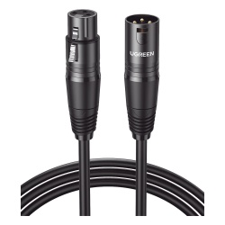UGREEN 20714 Cable para Microfono XLR Tipo Canon Macho a Hembra / 10 Metros / Plug & Play / Antiinterferencias / Triple Blindaje / Alta Calidad / Color Negro