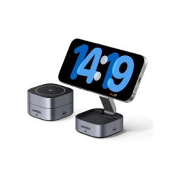 UGREEN 35278 Cargador Inalámbrico 2 en 1 / 25W Total / Carga Simultánea iPhone y Smartwatch / USB-C 20W + USB 5W / Compatible MagSafe