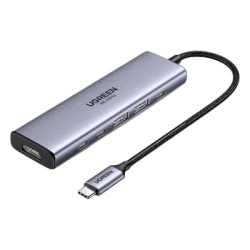 UGREEN 35999 Hub USB-C 6 en 1 / HDMI 4K@60Hz / 2x USB-A 3.2 Gen 2 (10 Gbps) / 2x USB-C 3.2 (10 Gbps) / PD 100W / Compatibilidad Universal / Driver-Free / Aluminio