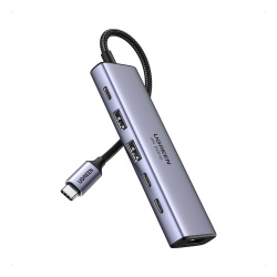 UGREEN 35999 Hub USB-C 6 en 1 / HDMI 4K@60Hz / 2x USB-A 3.2 Gen 2 (10 Gbps) / 2x USB-C 3.2 (10 Gbps) / PD 100W / Compatibilidad Universal / Driver-Free / Aluminio - Img 2