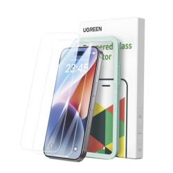 UGREEN 45973 Protector de pantalla UGREEN HD con marco de instalacion para iPhone 16 Pro (paquete de 2)