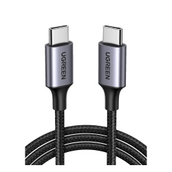 UGREEN 50152 Cable USB-C a USB-C | 2 Metros (6.56 Pies) | Transferencia de Datos de 480 Mbps | Carga Rapida de Hasta 60W | QC 4.0/3.0/2.0 | PD3.0 | FPC | AFC | Proteccion Integrada | Caja de Aluminio