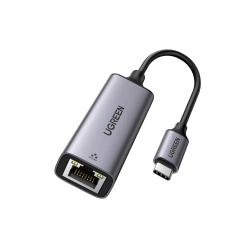 UGREEN 50737 Adaptador de Red USB-C 3.1 (5 Gbps) a RJ45 | Thunderbolt 3 | Admite 10/100/1000 Mbps | Chip Inteligente | Amplia Compatibilidad | Caja de Aluminio | Longitud del cable 10 cm.
