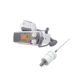 UNIDEN UM385/KIT1600 Kit de radio UM385 | mas antena marina de fibra de vidrio TX-1600-SYS